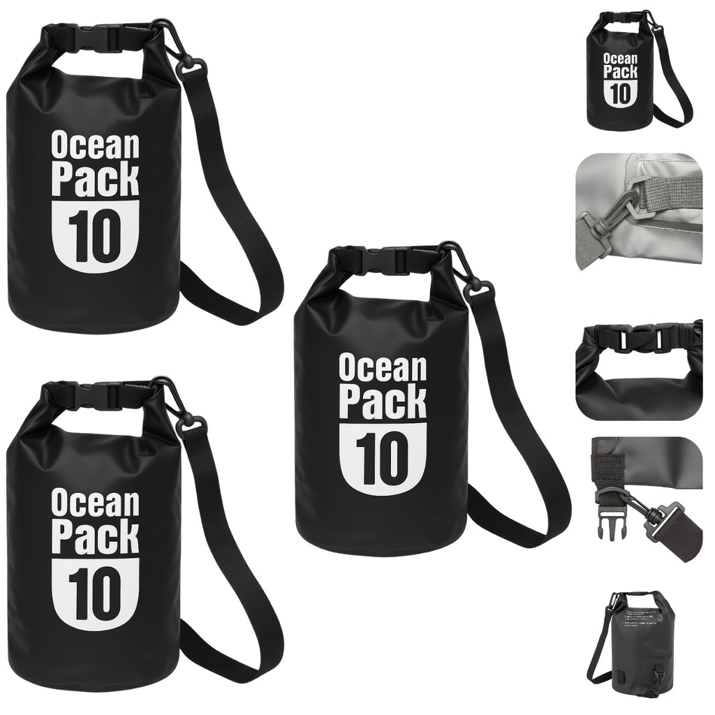 Kit 3 Sacos Estanques 10L Impermeáveis Para Praia Piscina Camping Trilha Viagem Esportes Camping