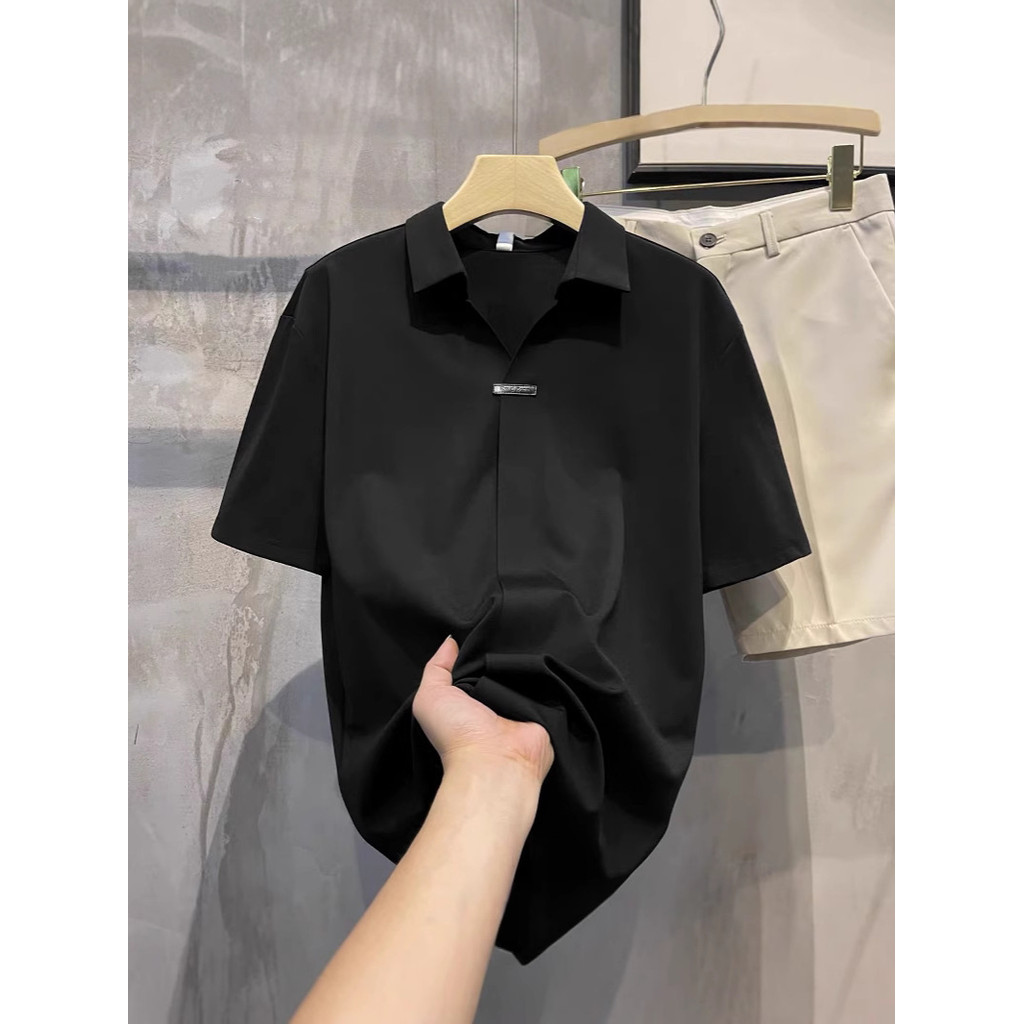 Camisa preta de manga curta masculina verão High-End Anti-rugas não-ferro bonito masculino negócios Casual camisa branca
