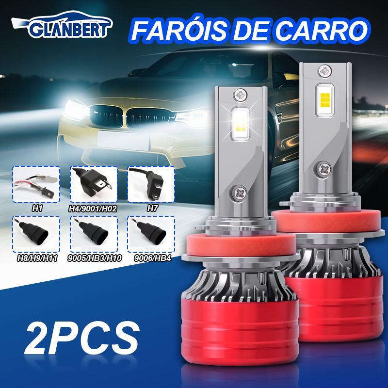 2 Pçs Farol Do Carro H1 H7 H4 Alto Baixo Feixe Carros H11 9005 Super Brilhante Lâmpada LED 9006 6500K Faróis Kits De Con