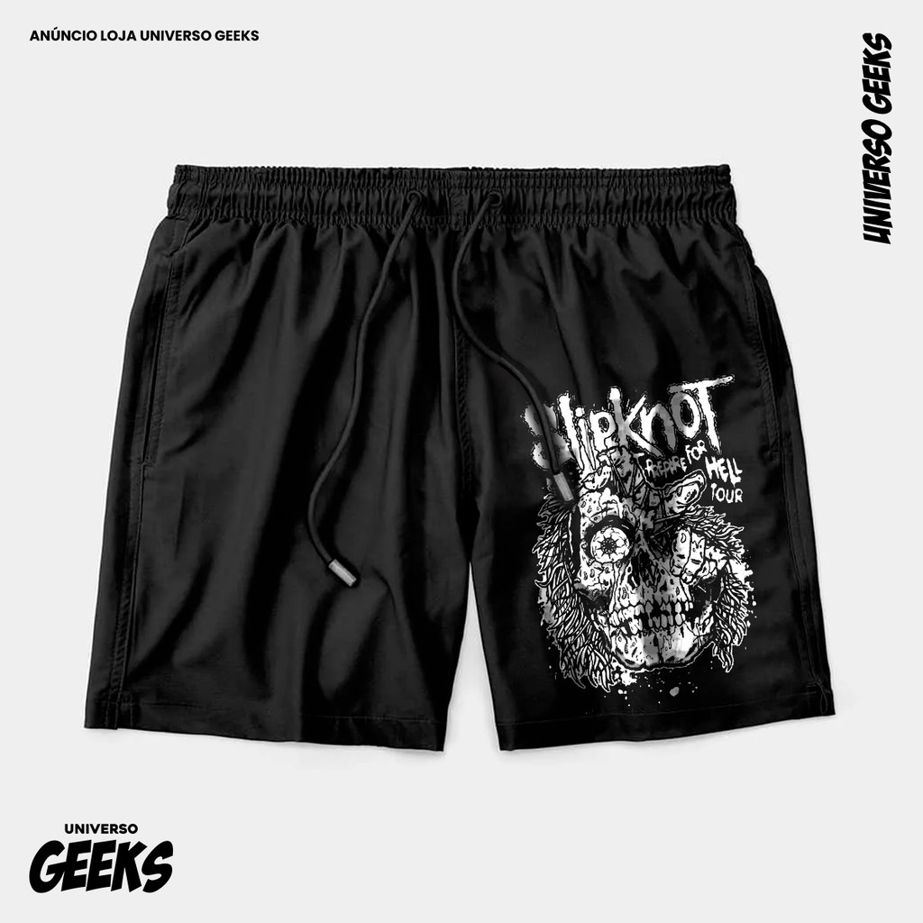 Bermuda Tactel Slipknot Banda Metal Prepare For Hell Short Confortável Com Elastano Ideal Lazer Treino Esportes Praia