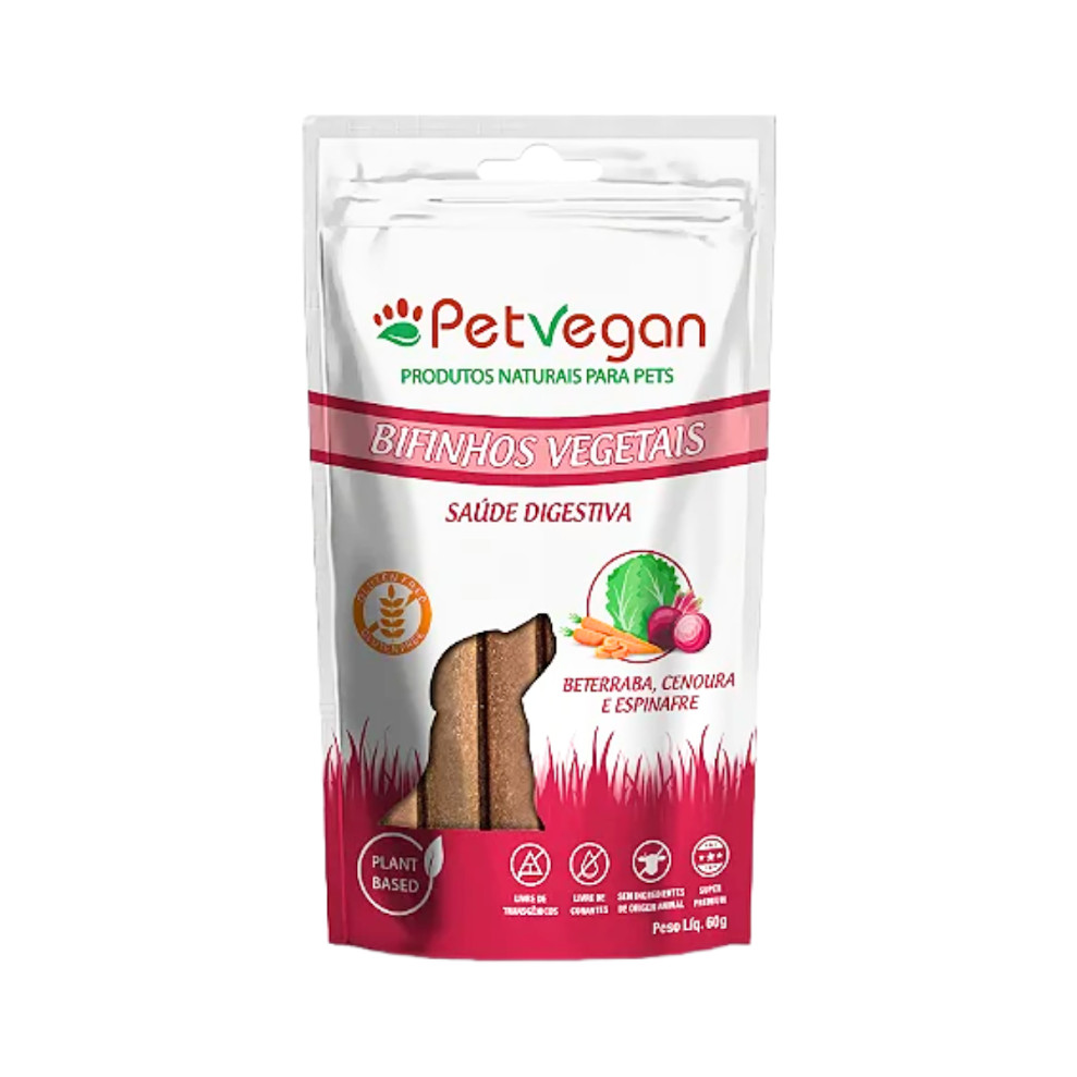 Petisco para Cães Bifinhos Vegetais sabor Beterraba, Cenoura e Espinafre 60g - PetVegan