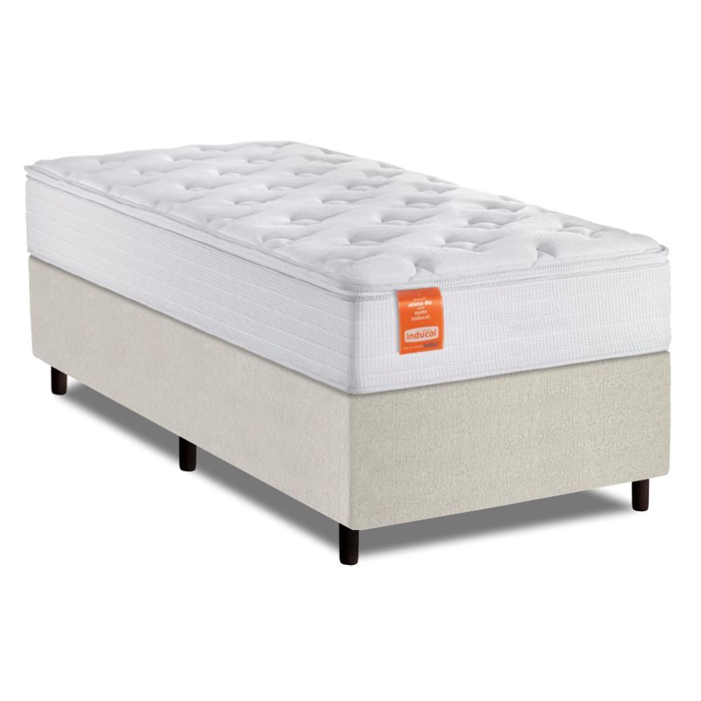 Cama Box Colchão Solteiro Molas Ensacadas Real 88x188x65cm Linho Branco Inducol - Suporta até 130kg por Pessoa em Oferta na Shopee