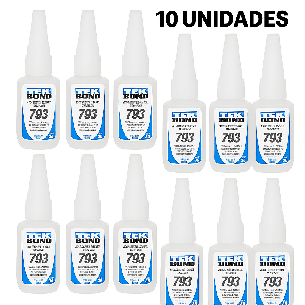 Kit 10 Cola Instantânea 793 Tek bond Líquida 20g Acrigel Unhas Tips Postiça Forte Madeira Borracha