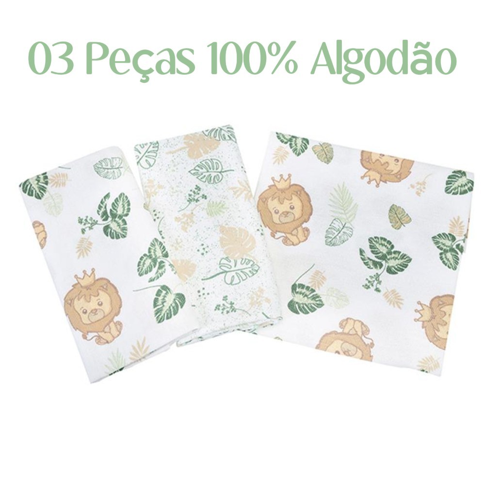 Cueiro Dengo Estampa Leão 03 Peças 80cm x 50cm em Oferta na Shopee