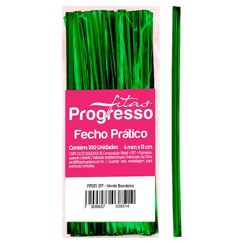 Fecho Prático Verde Bandeira 4mmx11cm 100 Unidades PROGRESSO