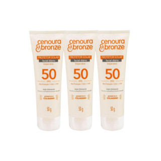 Kit Protetor Solar Facial Cenoura & Bronze FPS 50 - 3 Un em Oferta na Shopee