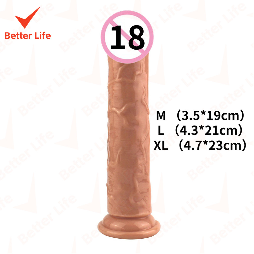 Pênis realista pEggless Sex Toys, Cor de carne, Espessado e alongado, TPE Dildos, Eggless, Pênis-BT em Oferta na Shopee
