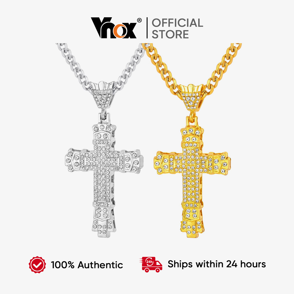 Vnox Oco Cruz Pingente Proteção Deus Talismã 14K Ouro Promessa Eterna Colar De Fé Masculino Presente em Oferta na Shopee