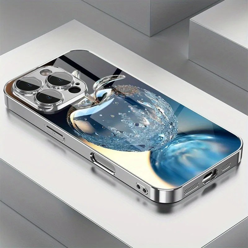 Gota De Água De Cristal Para Apple Padrão Vidro Galvanizado Caso iPhone 17 16e 15 14 13 12 11 Pro Max Plus Capa