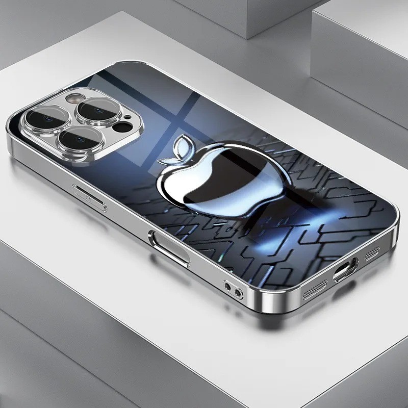 Artístico Para Apple Padrão Vidro Temperado Galvanizado Caso iPhone 17 16e 15 14 13 12 11 Pro Max Plus Capa