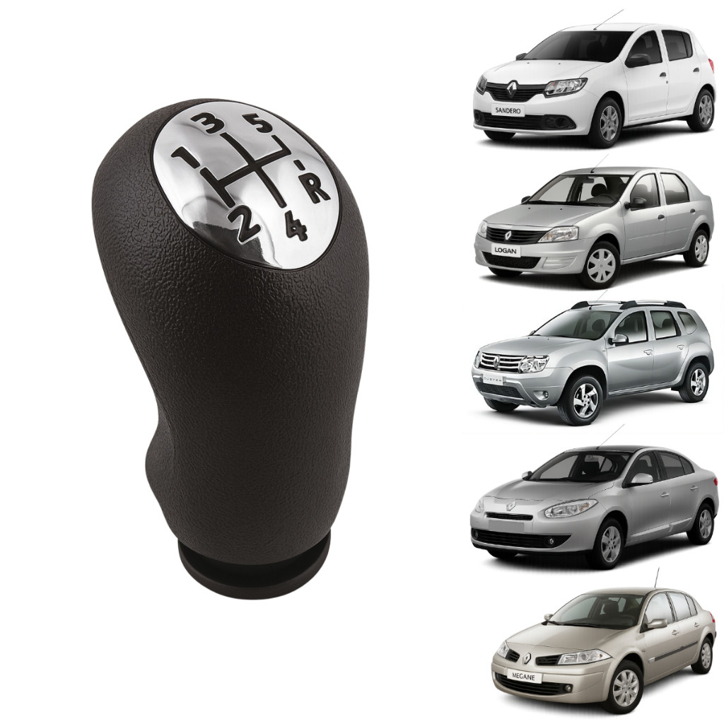 Manopla Alavanca Bola De Câmbio Sandero Logan Megane Duster Fluence 2006/2016 Cromada