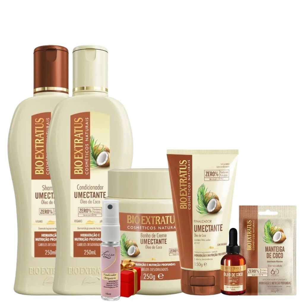 Kit Combo 6 Produtos Bio Extratus Linha Umectante Coco + Presente Lourre 15ml