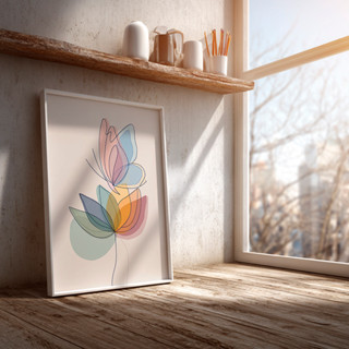 Quadro Com Moldura Flor Abstrata Colorida Transparência Aquarela Suave Arte Minimalista Leve em Oferta na Shopee