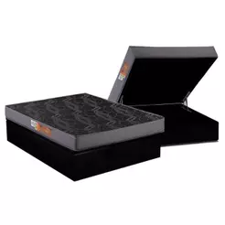 Conjunto Box Baú Casal: Colchão Espuma Polar D23 Pérola + Base CRC Suede Black (138x188)
