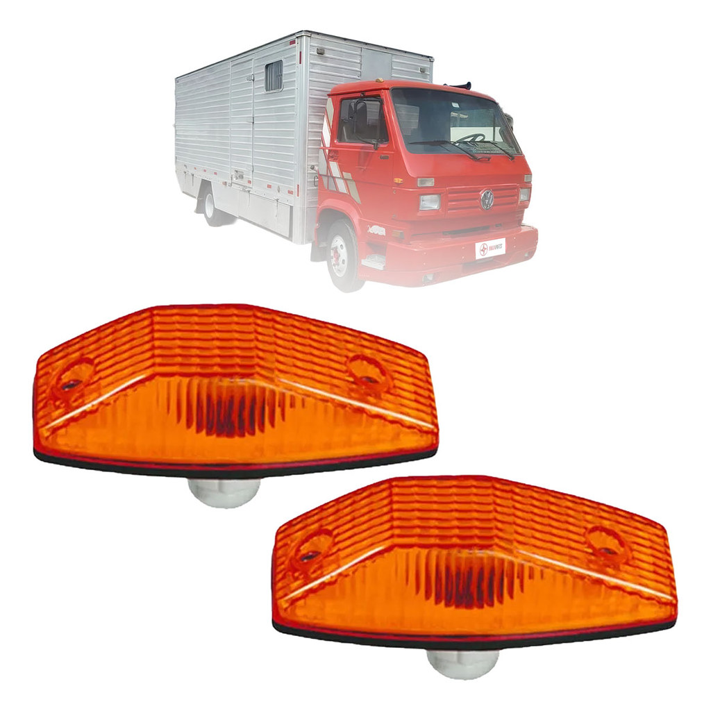 Kit 2 Lanternas Lateral Caminhão VW Linha Antiga Leve e Pesado 1981 82 83 84 85 a 1999 Modelo Ambar
