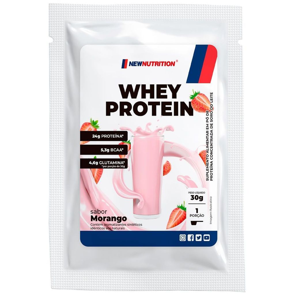 Whey Protein - 1 Sachê 30g Morango - NewNutrition em Oferta na Shopee