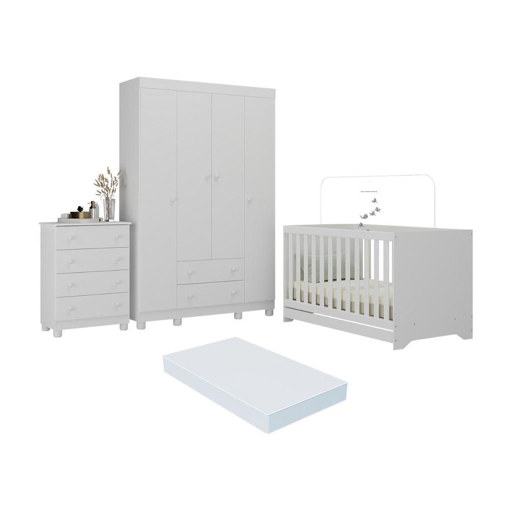 Quarto de Bebê Completo com Berço Americano 3 em 1 Colchão Incluso Allegra Multimóveis MP4602