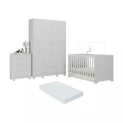 Quarto de Bebê Completo com Berço Americano 3 em 1 Colchão Incluso Allegra Multimóveis MP4602