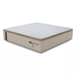 Colchão Queen Probel Molas Ensacadas Pillow Top 158x198x30cm Guarda Costas Genova Branco/Bege