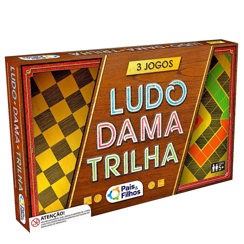 JOGO DE TABULEIRO 3 JOGOS EM 1 - DAMAS TRILHA LUDO  CLÁSSICO GAMES em Oferta na Shopee