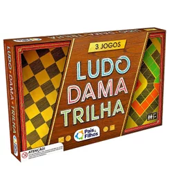 JOGO DE TABULEIRO 3 JOGOS EM 1 - DAMAS TRILHA LUDO CLÁSSICO GAMES