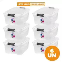 Kit Caixa Organizadora Transparente 20L Flex 6 Peças Sanremo