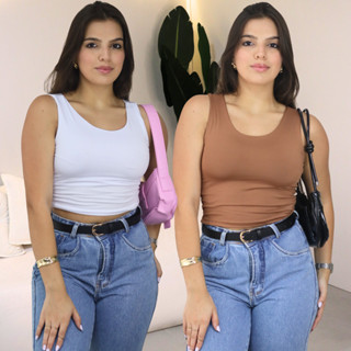 Kit 2 Cropped Feminino Regata Liso Suplex Várias Cores em Oferta na Shopee