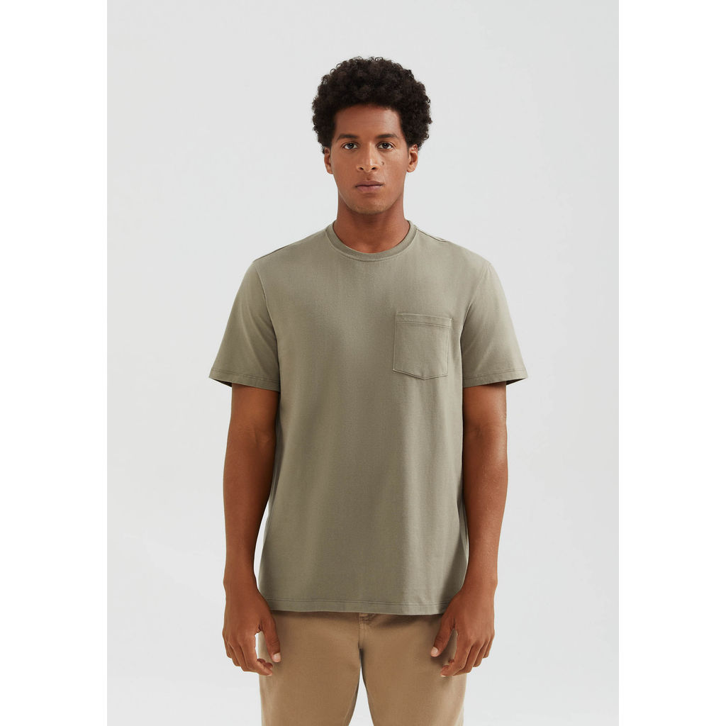 Camiseta Básica Masculina Comfort Super Cotton Com Bolso em Oferta na Shopee