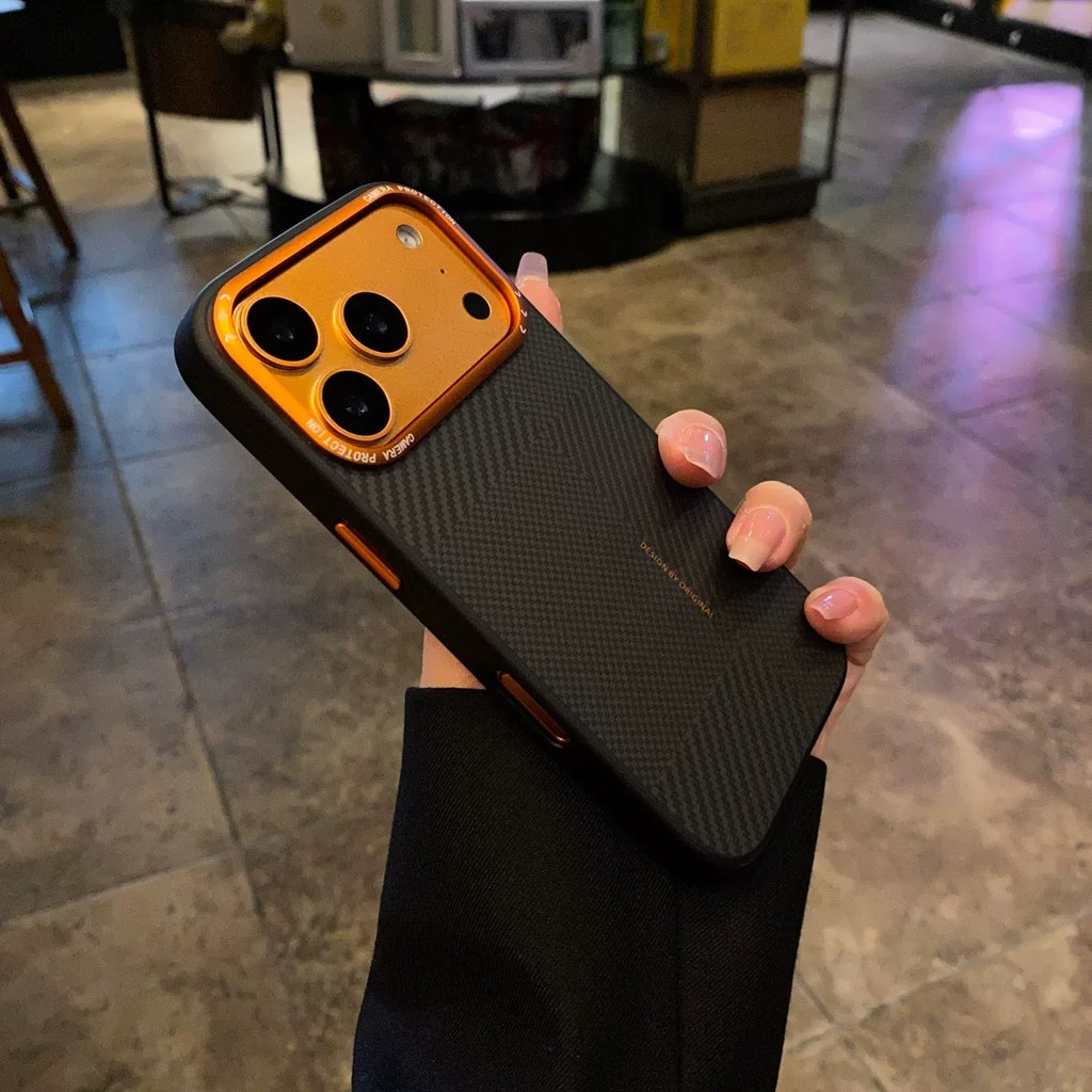 Capa Dura De material Para PC Com Padrão De Textura Kevlar iphone 17 16 15 14 13 pro max em Oferta na Shopee