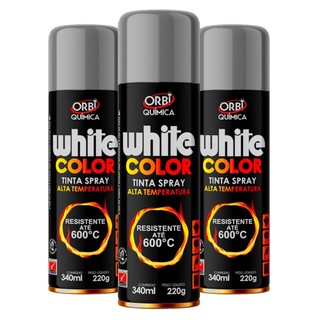 Kit 3 Tintas Spray Alta Temperatura 600°C Prata Roda Escape Motor Forno Fogão Churrasqueira