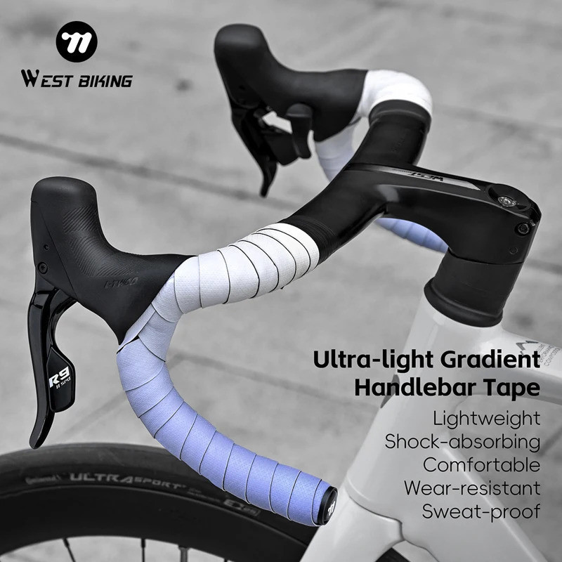 WEST BIKING Fita para Guidão de Bicicleta, Cor Gradiente, Fita Antiderrapante para Guidão de Bicicleta de Estrada com Ta