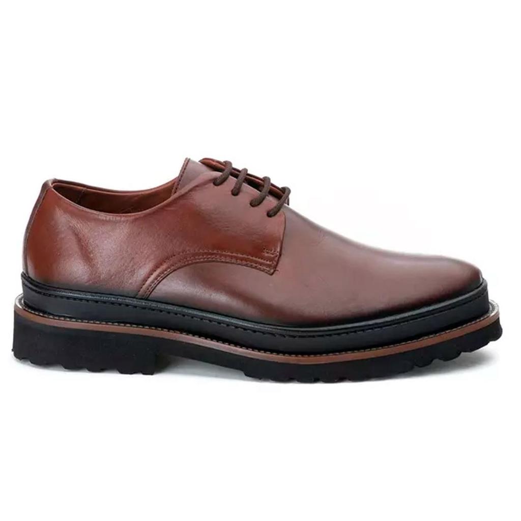 Sapato Derby Premium de Luxo Tratorado Couro Nobre Legítimo