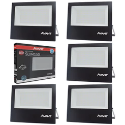 Kit 5 Refletor Slim 150w Avant Luz Branco Frio 6500k Bivolt