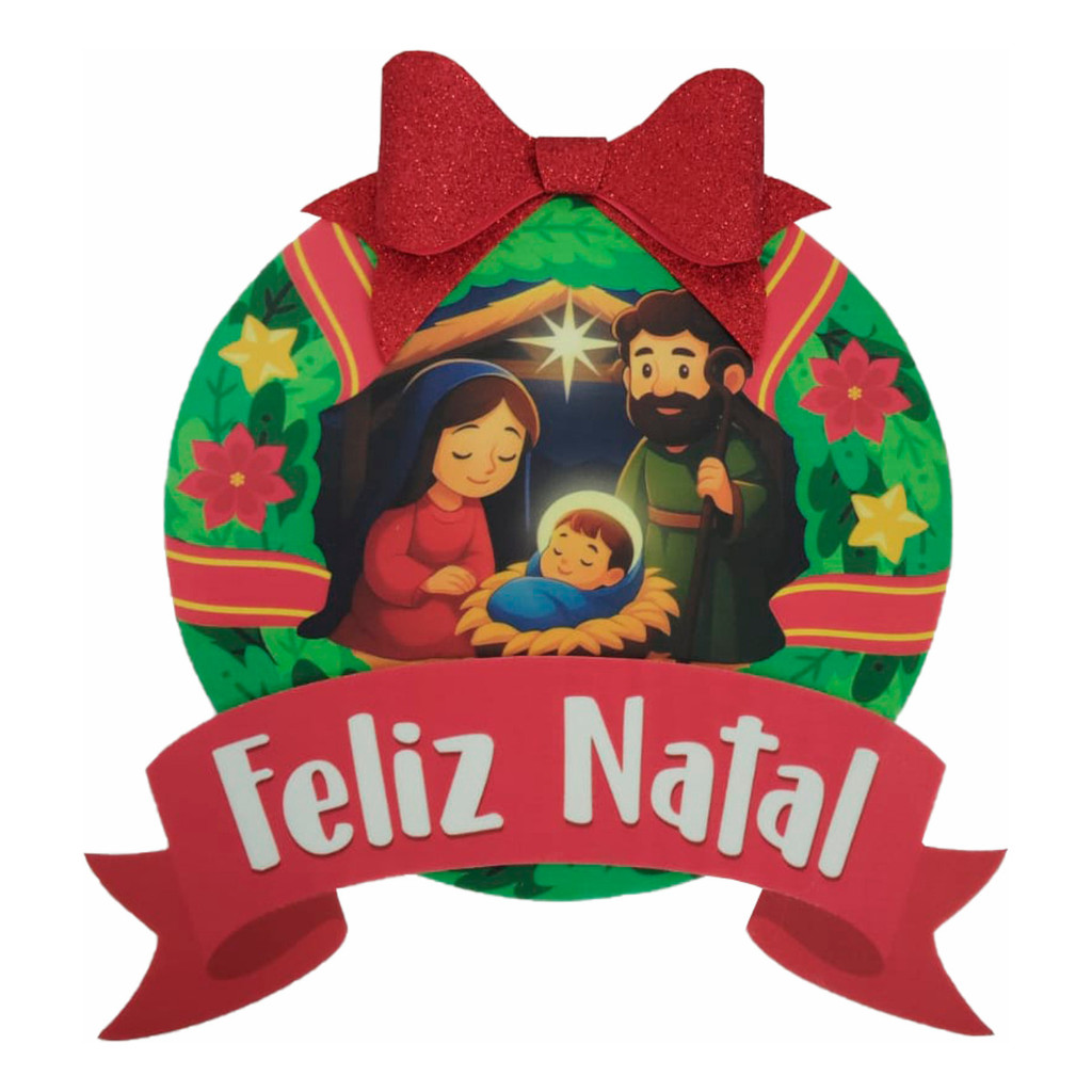 Guirlanda Noite Feliz Presépio Feliz Natal 32cm