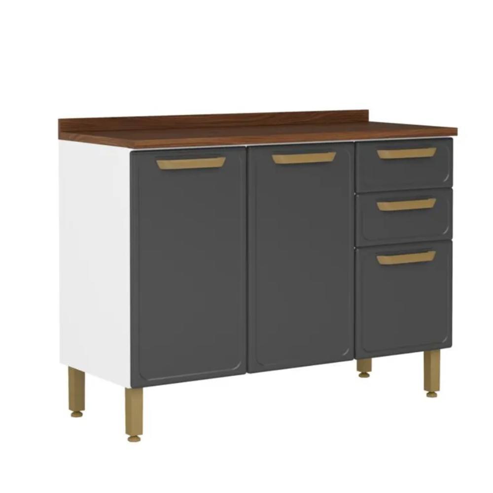 Balcão de Aço com Tampo 3 Portas e 2 Gavetas Bella Grafite - Bertolini em Oferta na Shopee