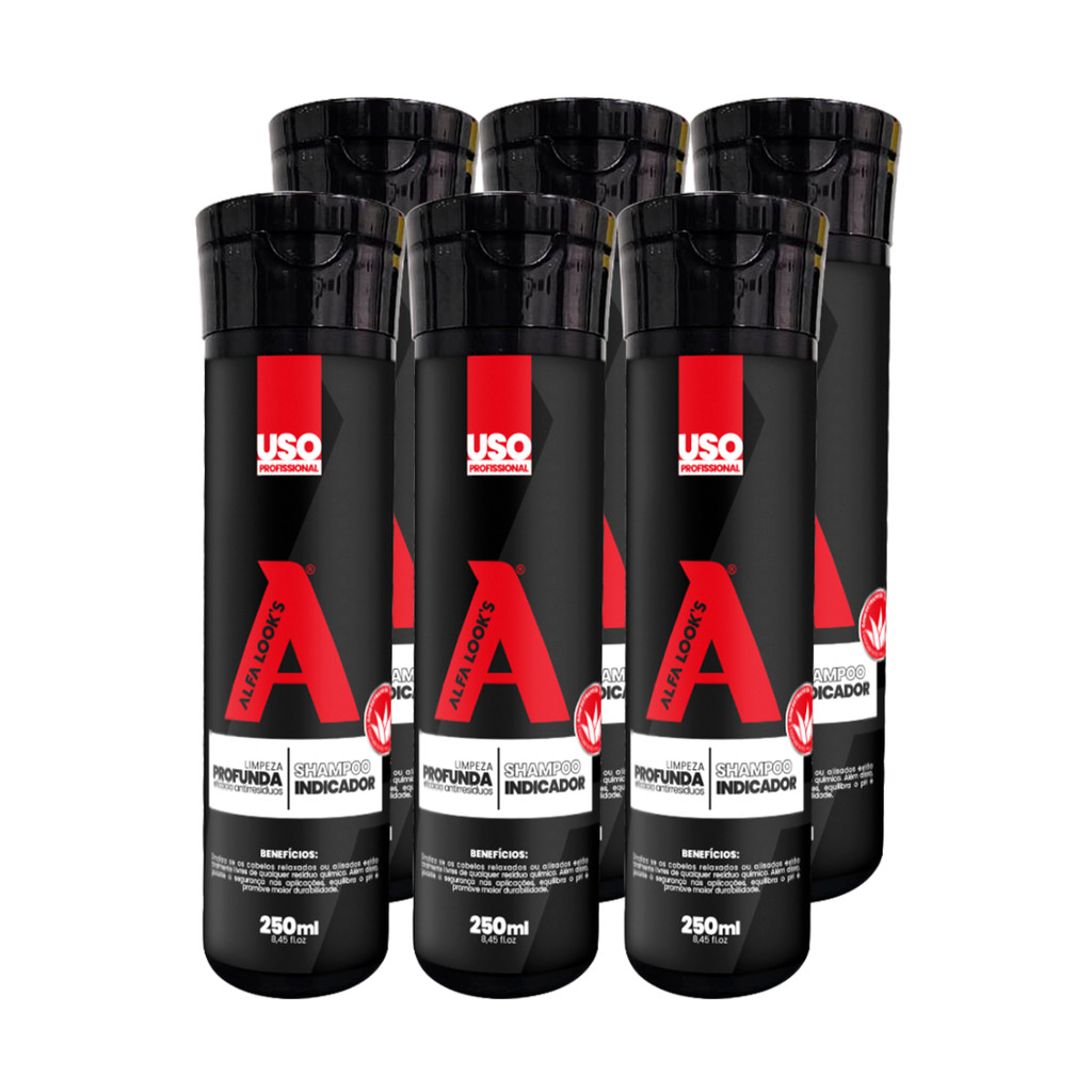 Kit 6 Un Shampoo Indicador Pós Alisamento 250Gr - Alfa Look'S