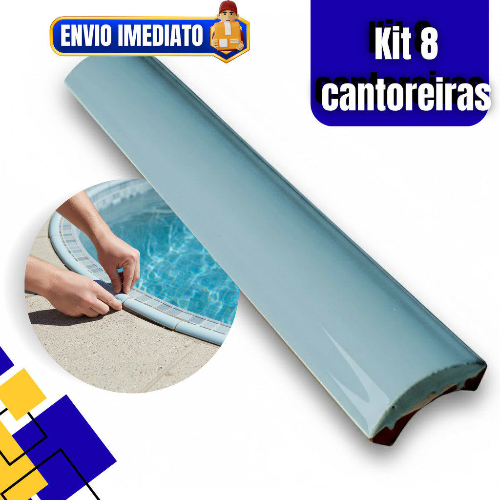 Kit 08 Cantoneiras P/ Piscina 2m Linear 3,5x25cm Azul Pescina em Oferta na Shopee