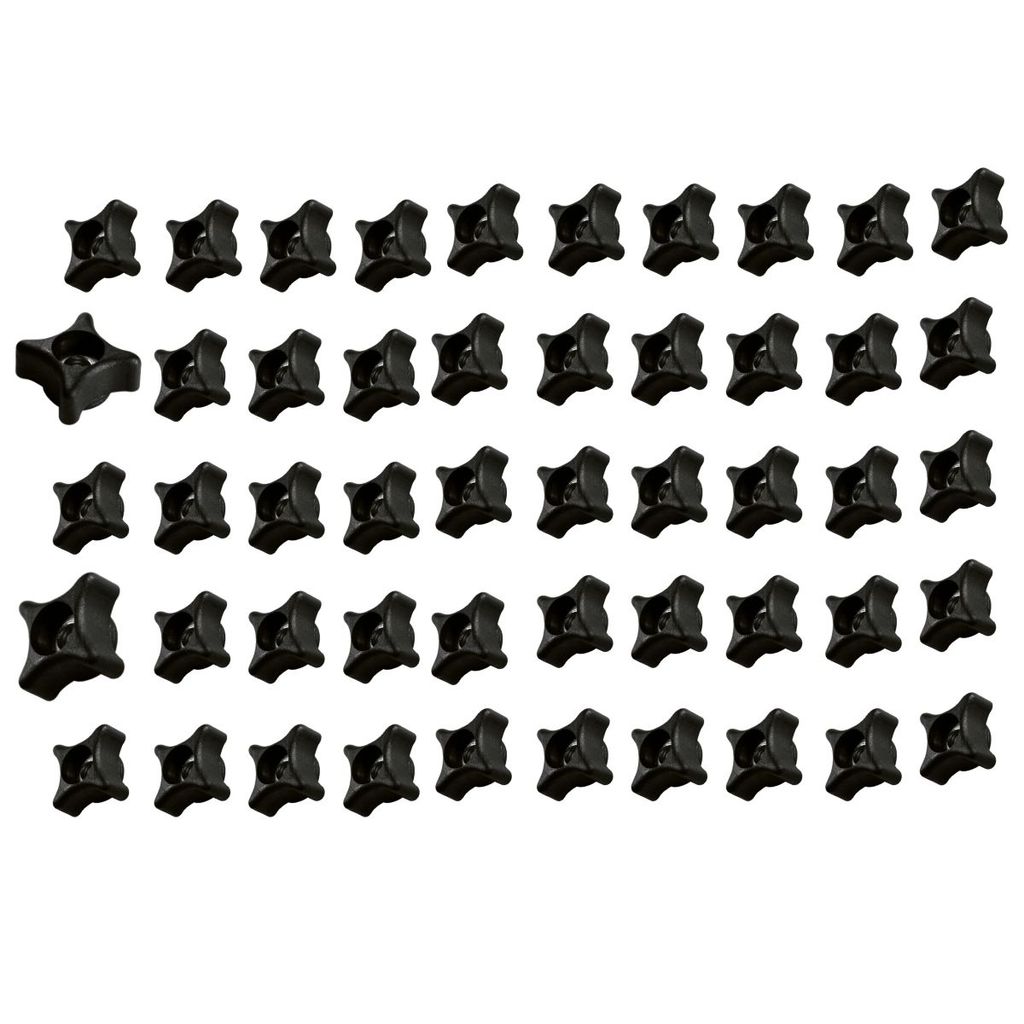 Kit 50 Manipulo Porca Borboleta Estrela Preta 3/8 Polegadas
