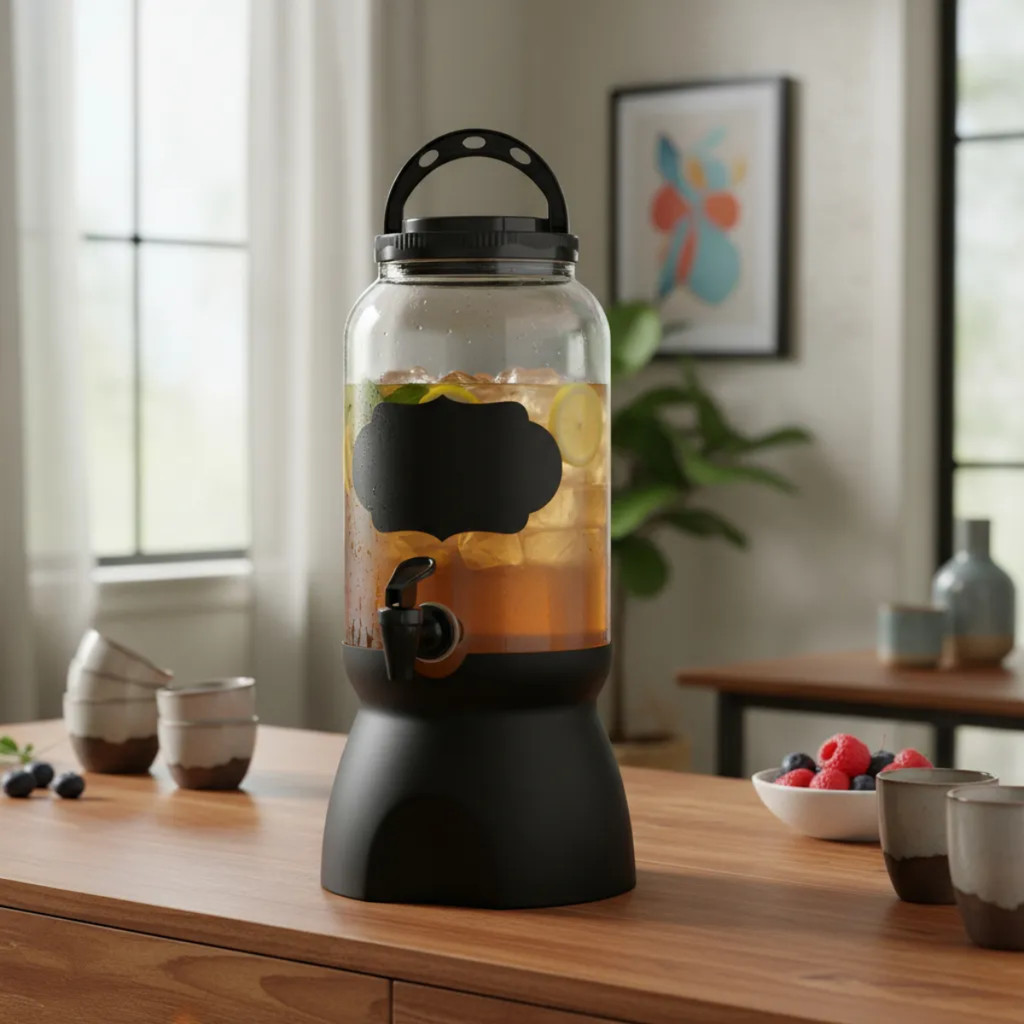 Suqueira Transparente Com Torneira E Base Lousa Para Escrever Para Suco E Refrigerante 3,6l Preta em Oferta na Shopee