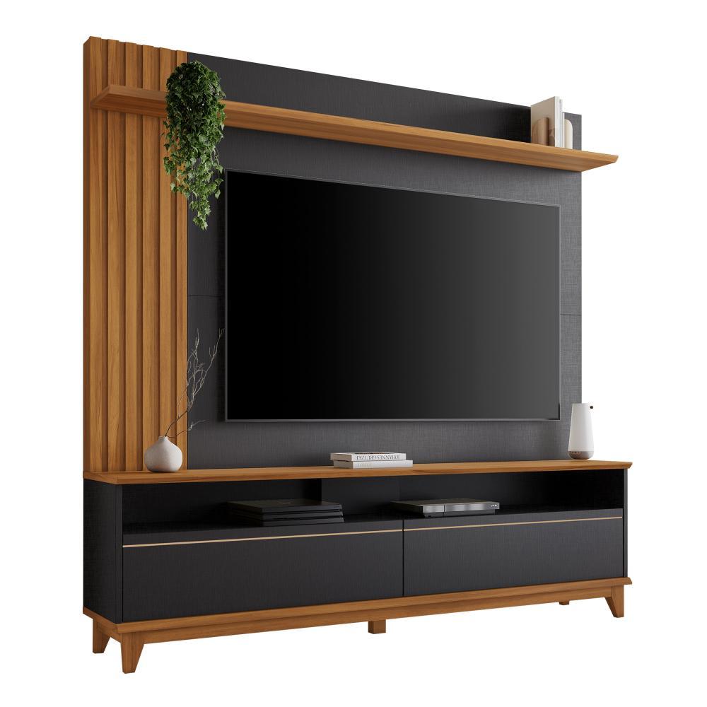 Rack com Painel para Sala TV até 65” 2 Portas NT1335 Preto/Freijó