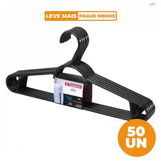 Kit 50 Cabides Plásticos Adulto 40cm Preto Easy Sanremo 50 Unidades