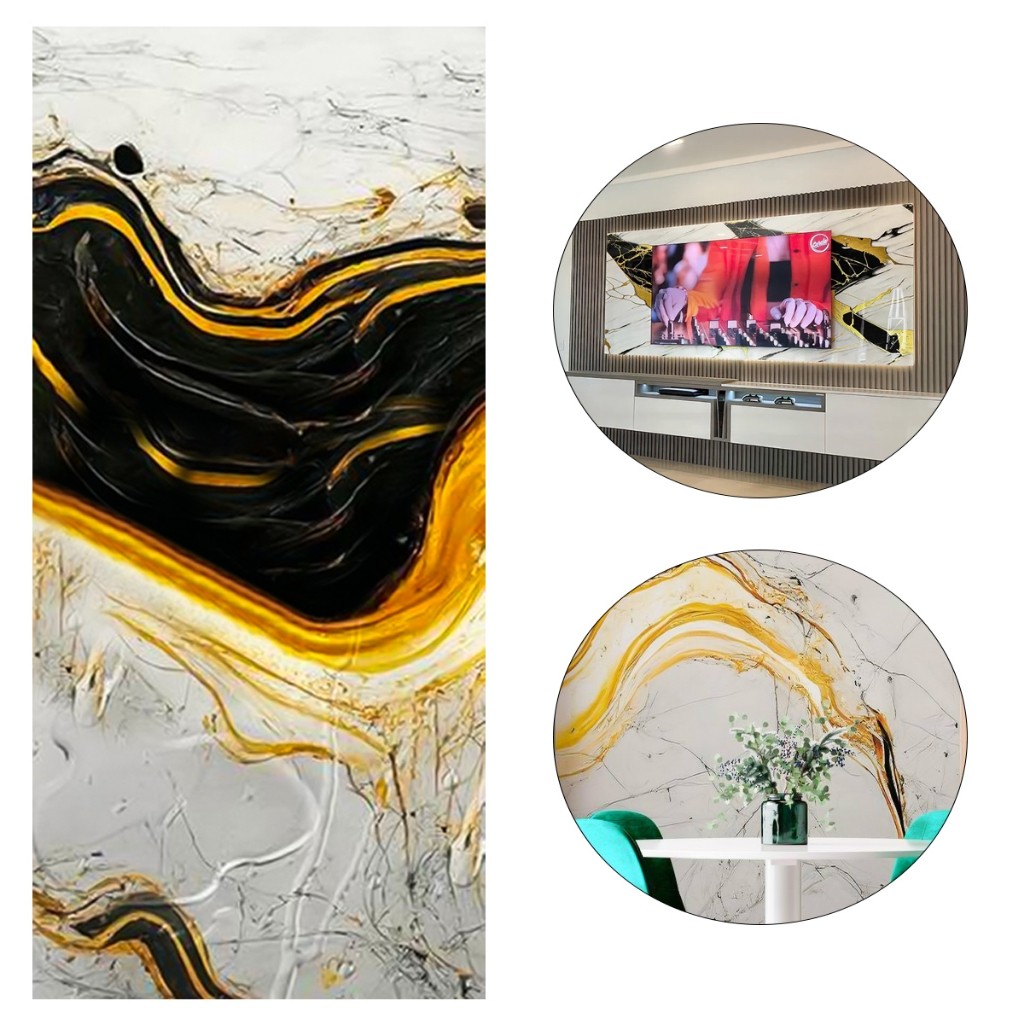 Placa Adesiva 3d Com Estampa De Mármore Parede Preto-dourado em Oferta na Shopee