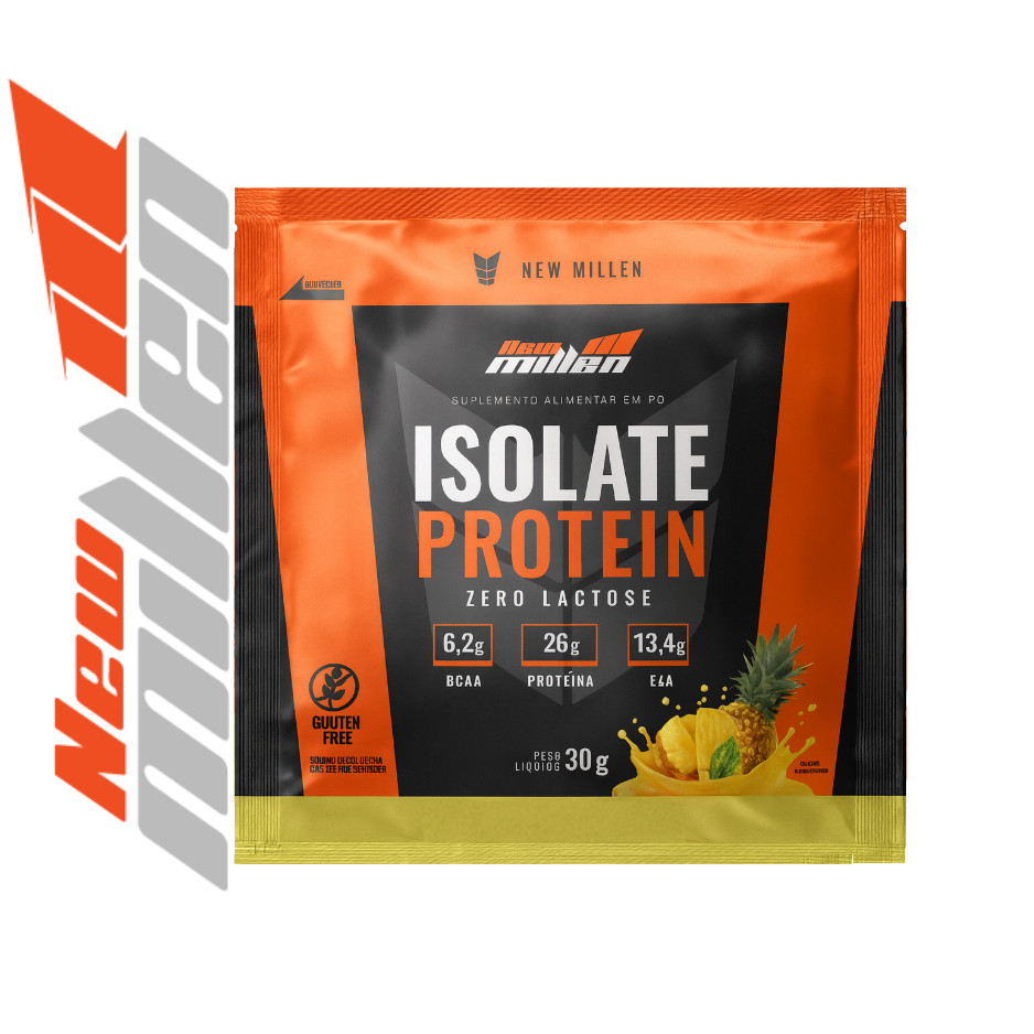 SACHE ISOLATE PROTEIN 30G SABOR ABACAXI C/ HORTELA NEW MILLEN em Oferta na Shopee