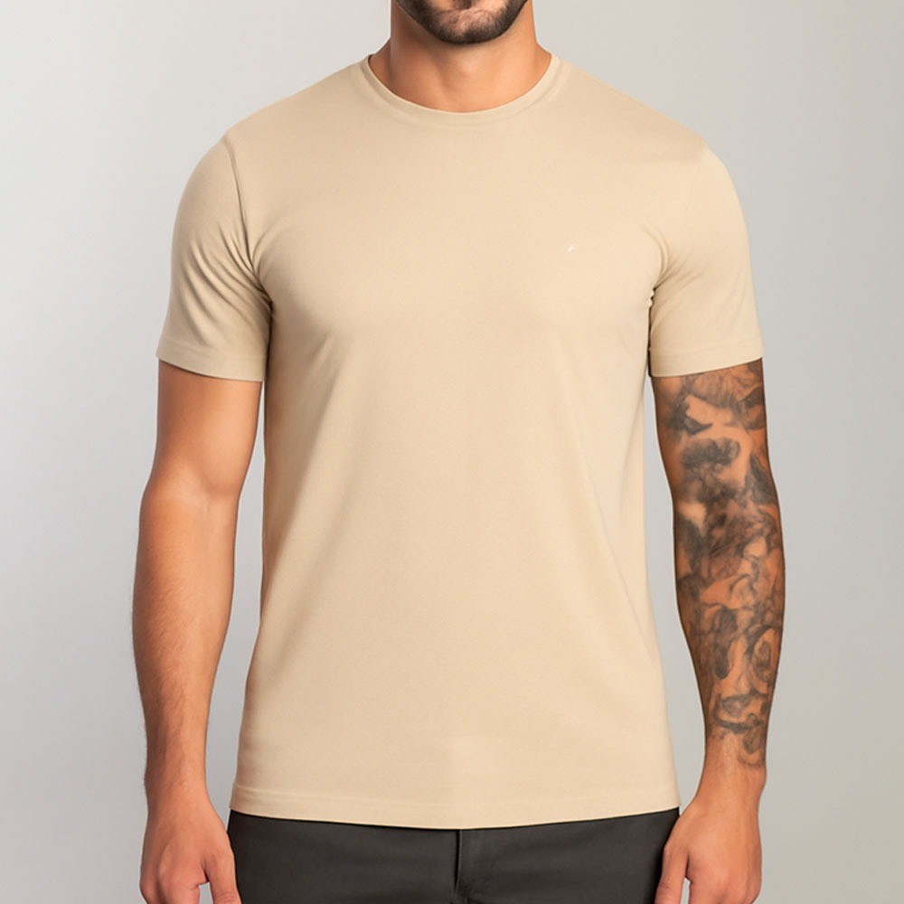 Camiseta Masculina 100% Algodão Camisa Básica Lisa Várias Cores Estilo Casual Para Trabalho Escola