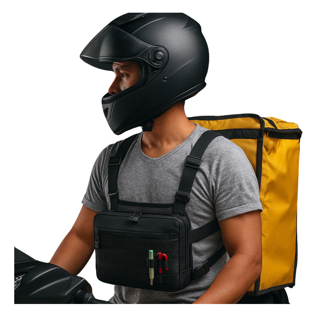 Bolsa Peito Mochila Frontal Motoboy Ombro Masculino Tatico Trabalho Dia a Dia Resistente