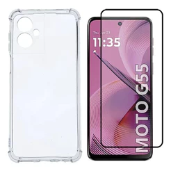Capa Anti Choque + Pelicula Vidro 3d Para Motorola Moto G55