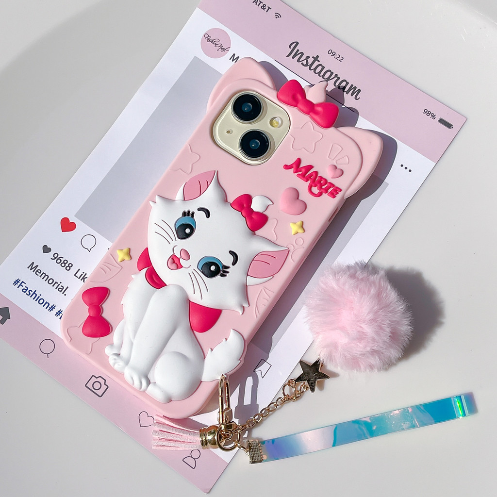 Mary Cat Bola De Pelúcia Capa De Silicone Para IPHONE 17 16 15 14 13 PROMAX AIR PLUS Protetora