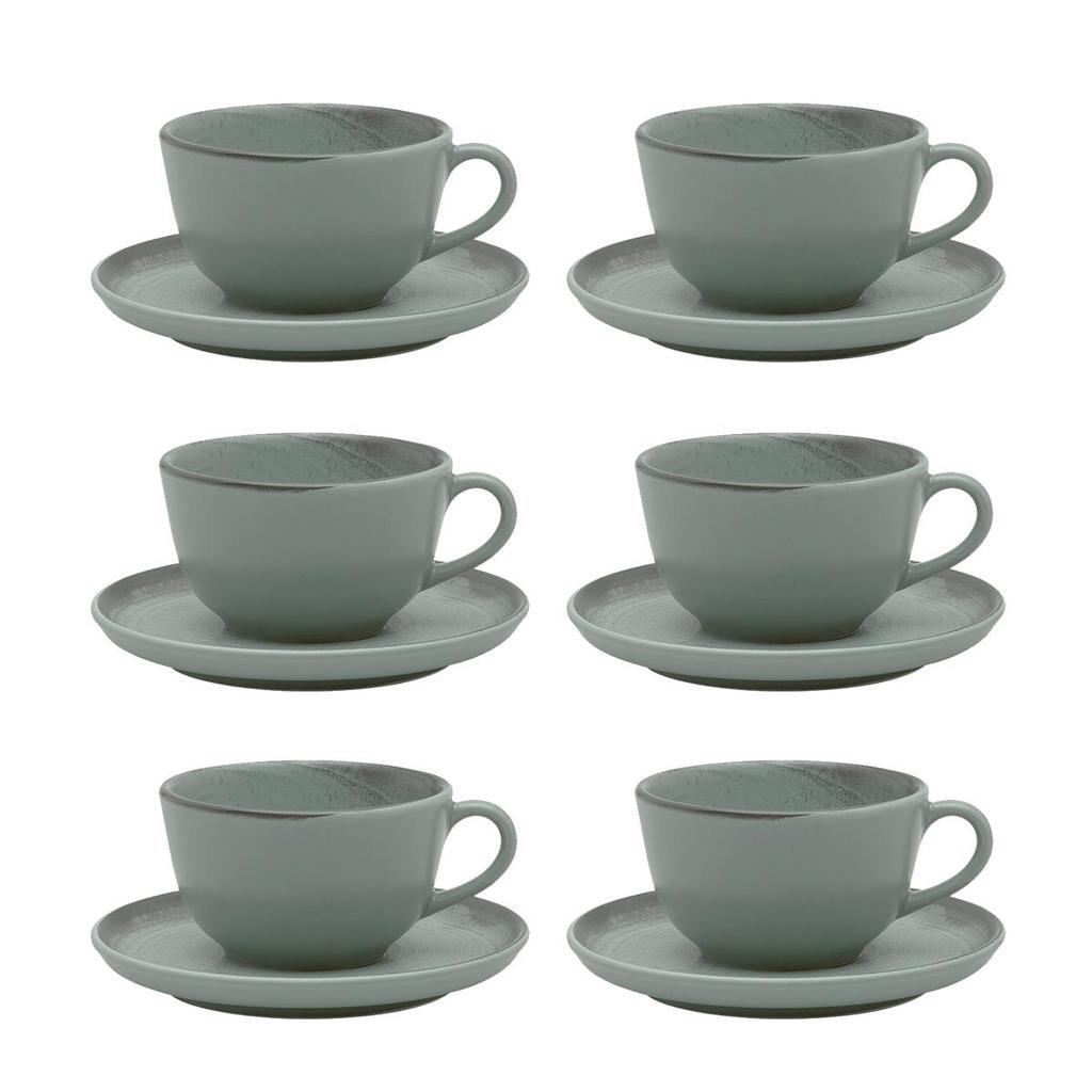 Jogo de 6 Xícaras 200 Ml com pires Oxford Flat Pacífico em Oferta na Shopee