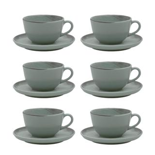 Jogo de 6 Xícaras 200 Ml com pires Oxford Flat Pacífico em Oferta na Shopee