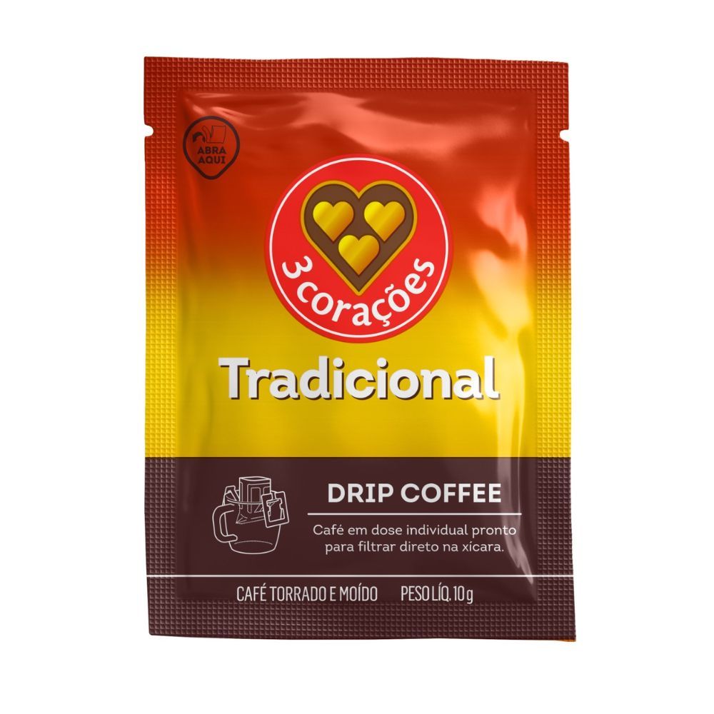 Café em Sachê Torrado e Moído Drip Coffee 3 Corações Portinari 11g em Oferta na Shopee